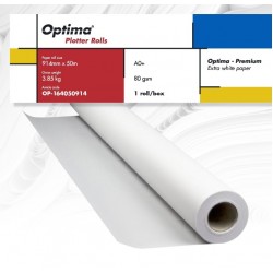 Rola Plotter A0+, 80gr, 914mm X 50m, Optima - Premium